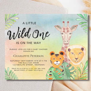 Lámina Invitación de Baby Shower para animales salvajes y