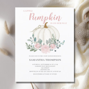 Lámina Invitación de Baby Shower para Niña Little Pumpkin