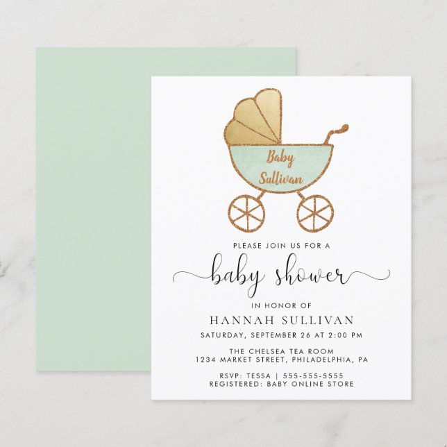 Lámina Invitación de Baby Shower para transporte de fábri (Anverso / Reverso)
