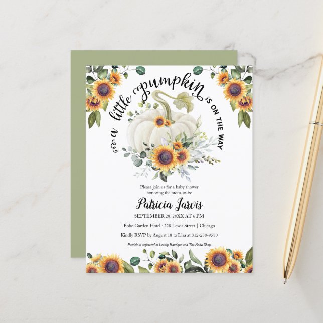 Lámina Invitación de Baby Shower para un pequeño presupue (Anverso/Reverso In Situ)