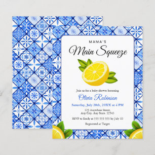 Lámina Invitación de Baby Shower Presupuestaria Azul Mama