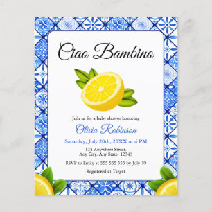 Lámina Invitación de Baby Shower Presupuesto Italiano Cia
