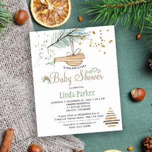 Lámina Invitación de baby shower rústica de bosque de inv