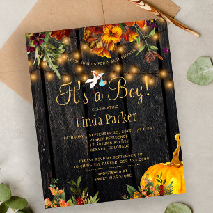 Lámina Invitación de baby shower rústico y económico para