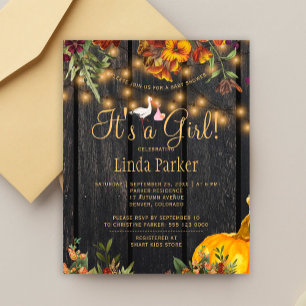 Lámina Invitación de baby shower rústico y económico para