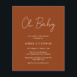 Lámina Invitación de Baby Shower simple presupuesto de ca<br><div class="desc">Moderna invitación a una ducha de bebé barata de color calabaza con un diseño simple con "Oh Baby" en una tipografía de estilo rústico. Esta elegante invitación neutral de género con un diseño minimalista es genial para una ducha de bebé de otoño/Halloween, ya sea que tengas un niño o un...</div>