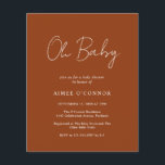 Lámina Invitación de Baby Shower simple presupuesto de ca<br><div class="desc">Moderna invitación a una ducha de bebé barata de color calabaza con un diseño simple con "Oh Baby" en una tipografía de estilo rústico. Esta elegante invitación neutral de género con un diseño minimalista es genial para una ducha de bebé de otoño/Halloween, ya sea que tengas un niño o un...</div>