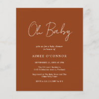 Invitación de Baby Shower simple presupuesto de ca
