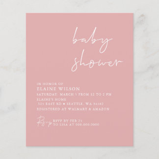Lámina Invitación de Baby Shower simple rosa moderno con 