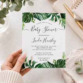 Lámina Invitación de Baby Shower Tropical con Vegetación 