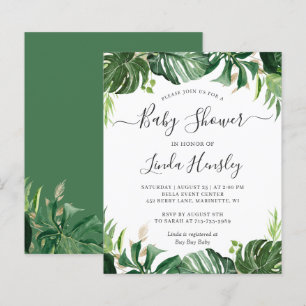 Lámina Invitación de Baby Shower Tropical con Vegetación 