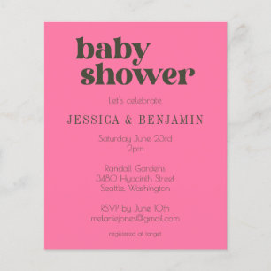 Lámina Invitación de Baby Shower verde rosa para retro Gr