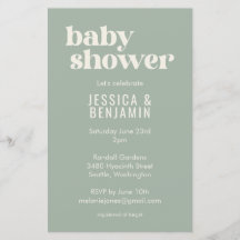 Invitación de Baby Shower verde suave y elegante p