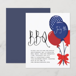 Lámina Invitación de barbacoa a los globos blancos rojos 