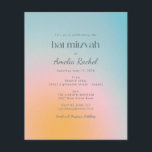 Lámina Invitación de Bat Mitzvah de degradado azul Pastel<br><div class="desc">Invitación del Boho Celestial Pastel Azul y Gradiente Rosa Mitzvah</div>