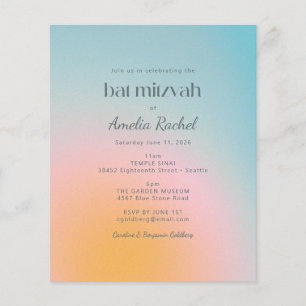 Lámina Invitación de Bat Mitzvah de degradado azul Pastel
