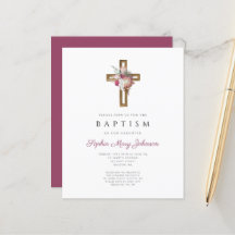 Invitación de Bautizo Boho Floral Roja Presupuesto