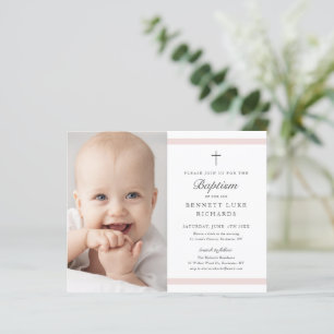 Lámina Invitación de Bautizo con Foto de Niña de Eleganci