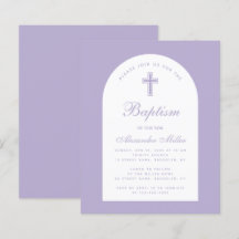 Invitación de Bautizo de Niño Arco Morado Presupue