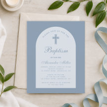 Invitación de Bautizo de Niño con Arco Azul Polvor