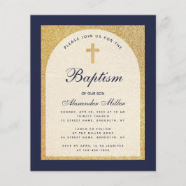 Lámina Invitación de Bautizo Navy Blue Budget Niño