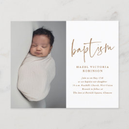 Lámina Invitación de Bautizo Simple con Guión Moderno Pre