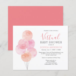 Lámina Invitación de bebé virtual de globos acuáticos de