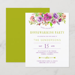 Lámina Invitación de bienvenida a casa con flores moradas