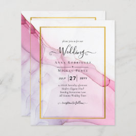 Lámina INVITACIÓN de Boda Abstracta con Tinta Morada ROSA