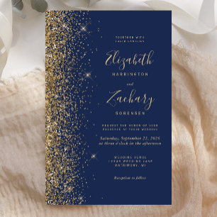 Lámina Invitación de boda alta con presupuesto azul marin