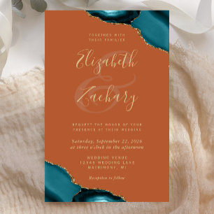 Lámina Invitación de boda alta de presupuesto azul turque