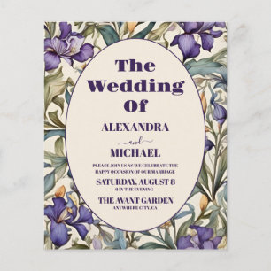 Lámina Invitación de boda Art Nouveau con lirio púrpura e