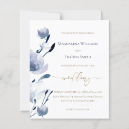Lámina invitación de boda asequible para flores azules