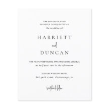 Invitación de boda atemporal en blanco y negro y p