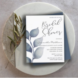 Lámina Invitación de boda azul de presupuesto para ducha 