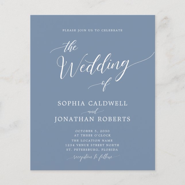 Lámina Invitación de boda azul polvoriento Presupuesto To (Anverso)