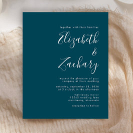 Lámina Invitación de boda azul teal de guión moderno econ