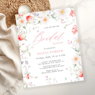 Lámina Invitación de boda boho con flores silvestres econ