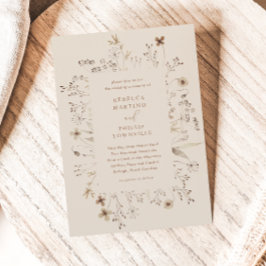 Lámina Invitación de boda boho con flores silvestres econ
