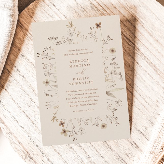 Lámina Invitación de boda boho con flores silvestres econ (Subido por el creador)