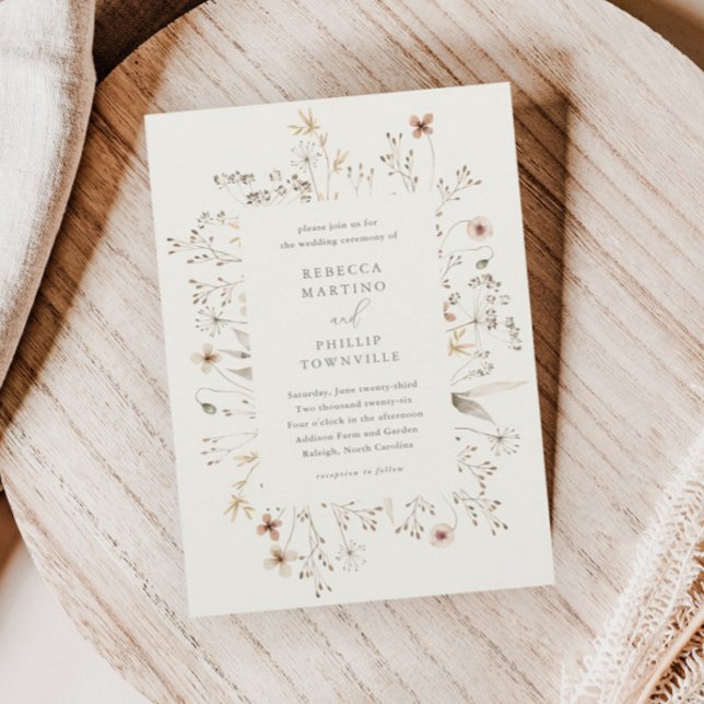 Lámina Invitación de boda boho con flores silvestres econ (Subido por el creador)