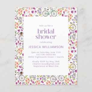 Lámina Invitación de boda boho en bicicleta floral económ
