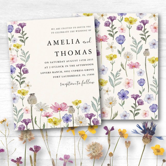 Lámina Invitación de boda boho salvaje con flores silvest (Subido por el creador)