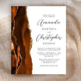 Lámina Invitación de Boda Budget Burnt Orange Gold Agate