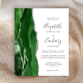 Lámina Invitación de boda Budget Hunter Green Silver Agat