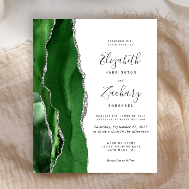 Lámina Invitación de boda Budget Hunter Green Silver Agat (Subido por el creador)