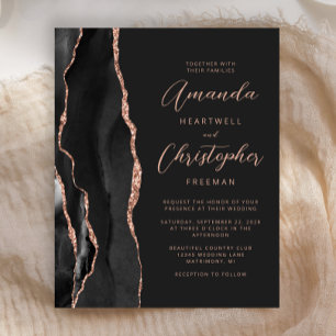 Lámina Invitación de boda Budget Slate Black Rose Gold Ag