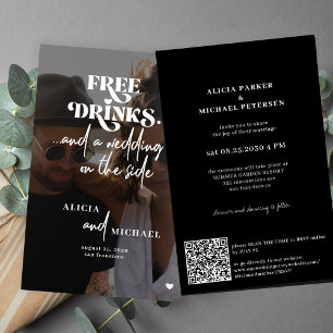 Lámina Invitación de boda casual con presupuesto QR RSVP 