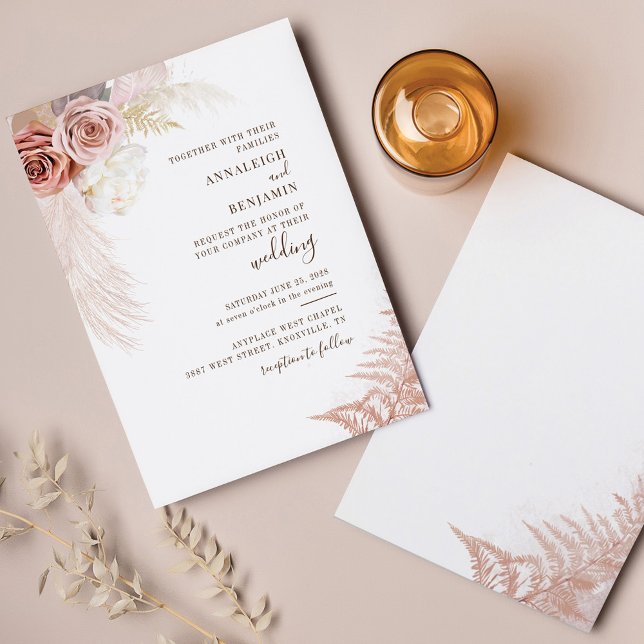 Lámina Invitación de boda chic de hierba de Pampas con te (Subido por el creador)