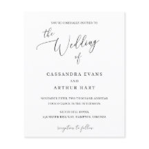 Invitación de boda clásica blanca elegante y econó